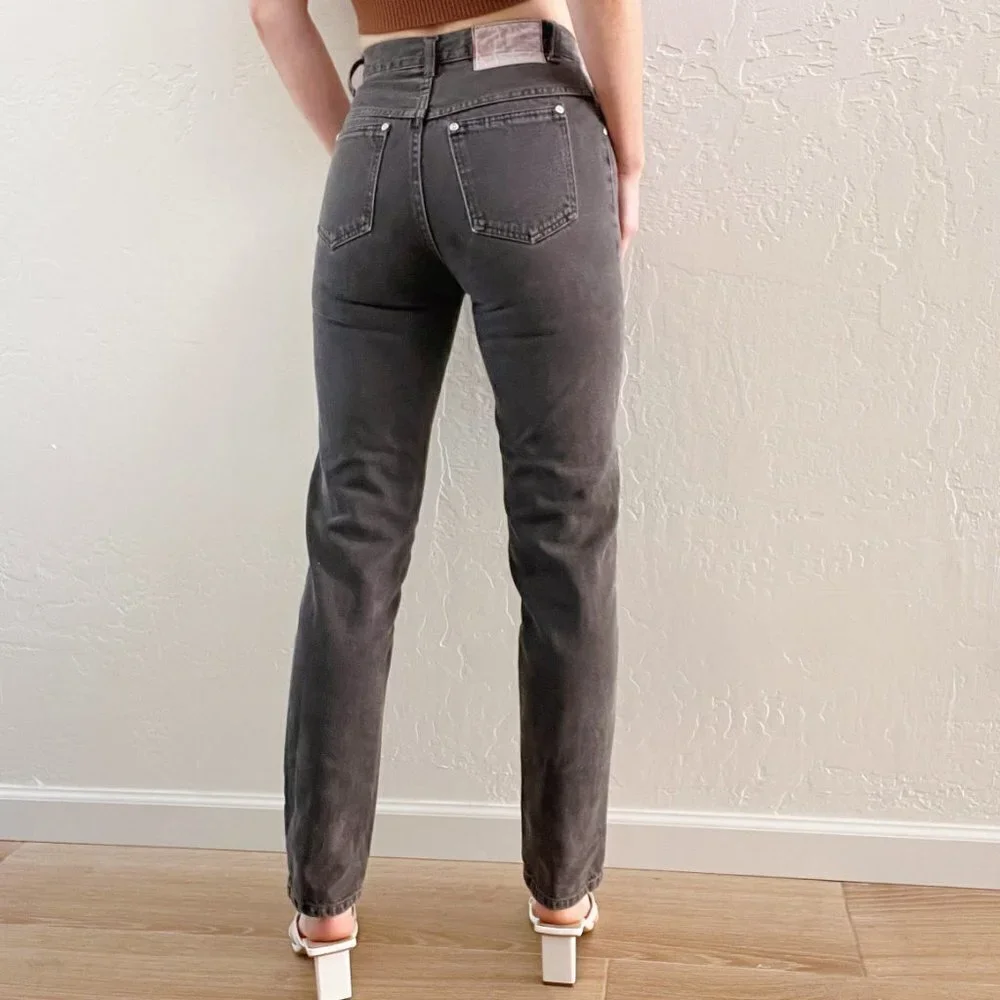 Vintage 1980s/90s LA Blues Faded Black High Waist Straight Leg Jeans - Picture 4 of 7
